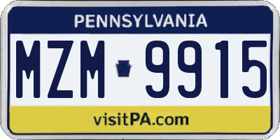 PA license plate MZM9915