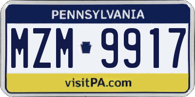 PA license plate MZM9917