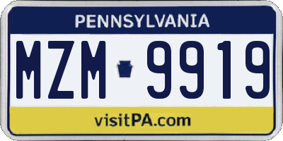 PA license plate MZM9919