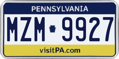 PA license plate MZM9927