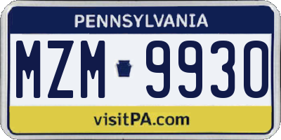 PA license plate MZM9930