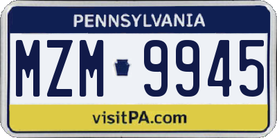 PA license plate MZM9945