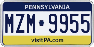 PA license plate MZM9955