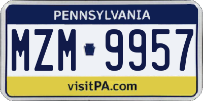 PA license plate MZM9957