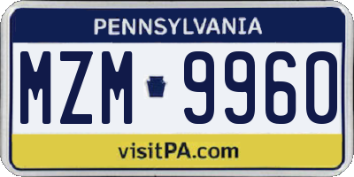PA license plate MZM9960