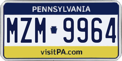 PA license plate MZM9964