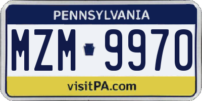 PA license plate MZM9970