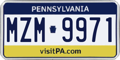 PA license plate MZM9971