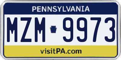 PA license plate MZM9973