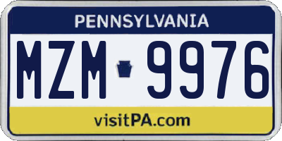 PA license plate MZM9976