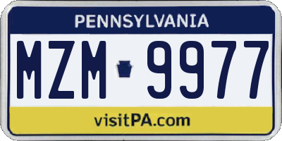 PA license plate MZM9977