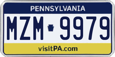 PA license plate MZM9979