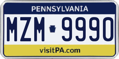 PA license plate MZM9990