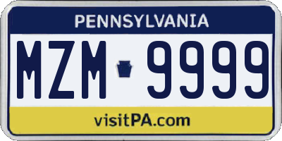 PA license plate MZM9999