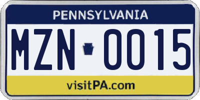 PA license plate MZN0015