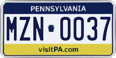 PA license plate MZN0037