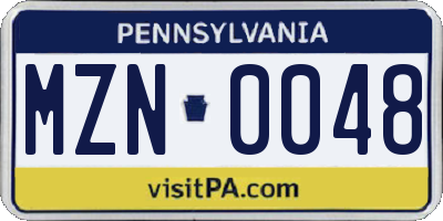 PA license plate MZN0048