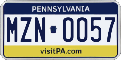 PA license plate MZN0057