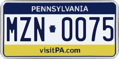 PA license plate MZN0075