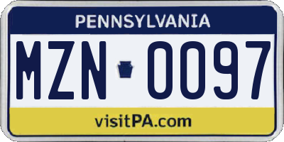 PA license plate MZN0097