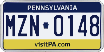 PA license plate MZN0148