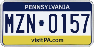 PA license plate MZN0157