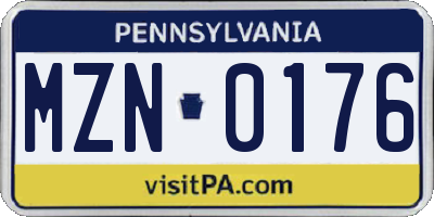 PA license plate MZN0176