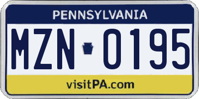 PA license plate MZN0195