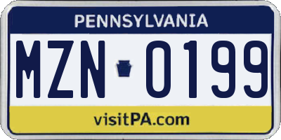PA license plate MZN0199
