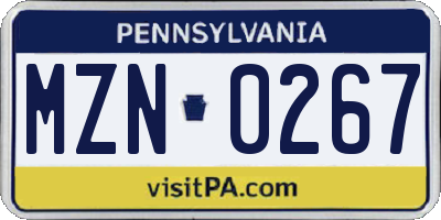 PA license plate MZN0267