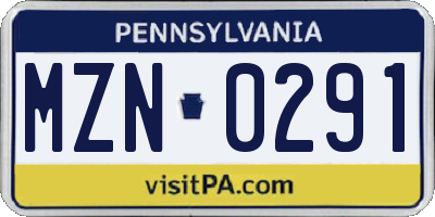 PA license plate MZN0291