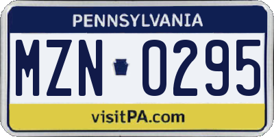PA license plate MZN0295