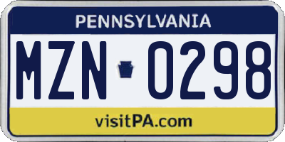 PA license plate MZN0298