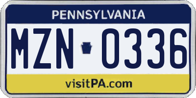 PA license plate MZN0336