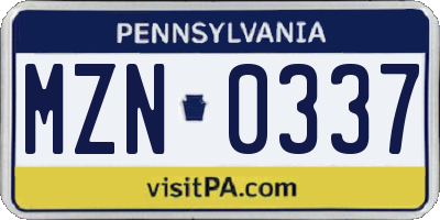 PA license plate MZN0337