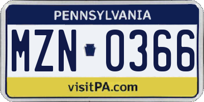 PA license plate MZN0366