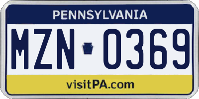 PA license plate MZN0369