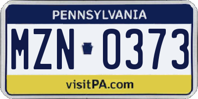 PA license plate MZN0373