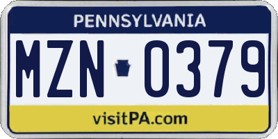 PA license plate MZN0379