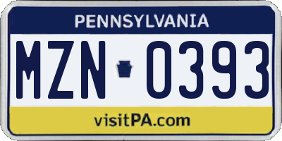 PA license plate MZN0393