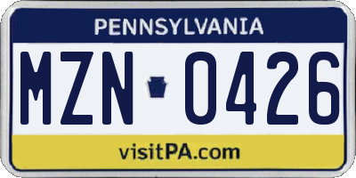 PA license plate MZN0426