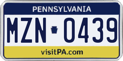 PA license plate MZN0439