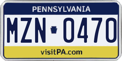 PA license plate MZN0470