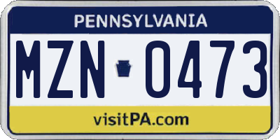 PA license plate MZN0473
