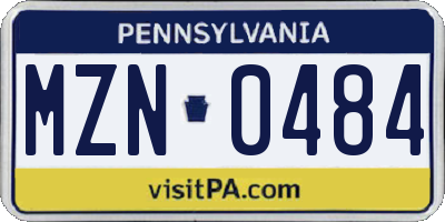 PA license plate MZN0484