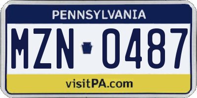 PA license plate MZN0487