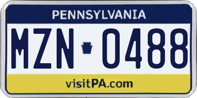 PA license plate MZN0488