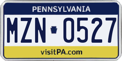 PA license plate MZN0527