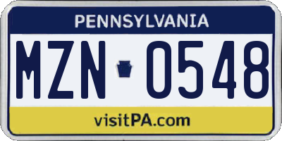 PA license plate MZN0548