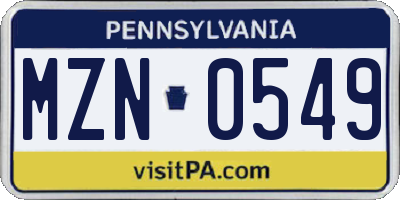 PA license plate MZN0549